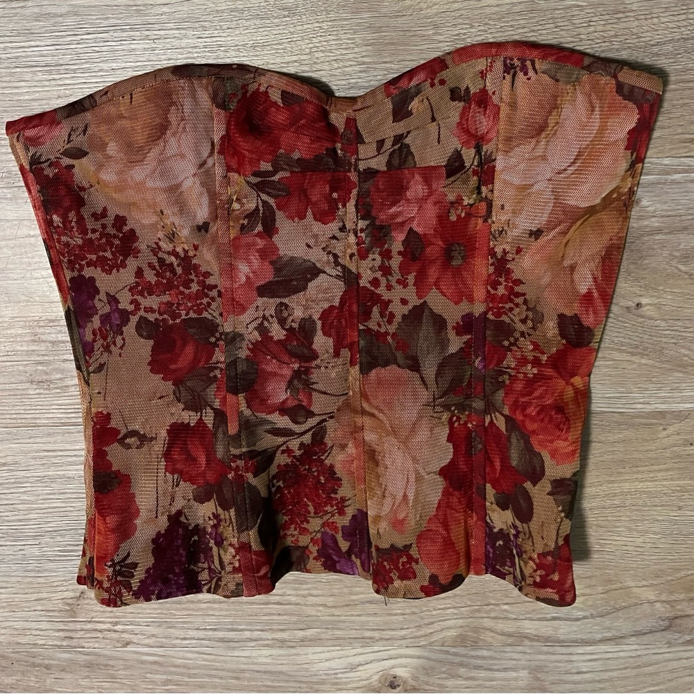 Vintage y2k cottage core Victoria’s Secret boned floral corset medium lingerie M